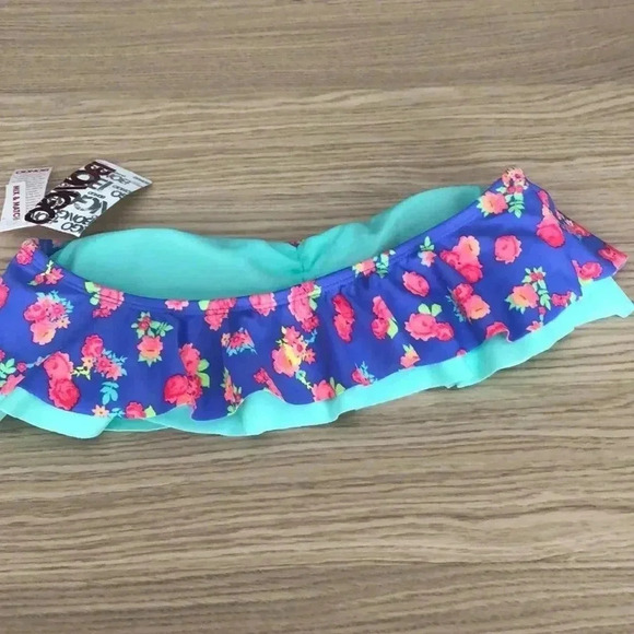 🆕BONGO PURPLE ROSE FLORAL FETE FLOUNCE STRAPLESS  BIKINI TOP S🆕 - Picture 4 of 6